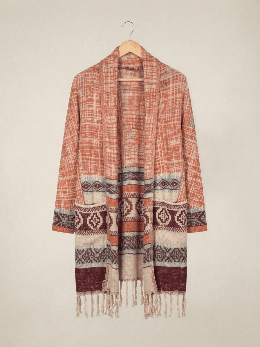 Blush Weave Fringe Kimono