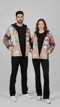 Unisex Patchwork Pattern light fleece Hoodie | Winter Zip-Up Jacket (patchwork can be similar but not same as shown)