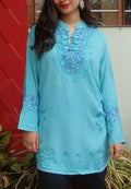 Sky Mist Hand-Embroidered Kurta