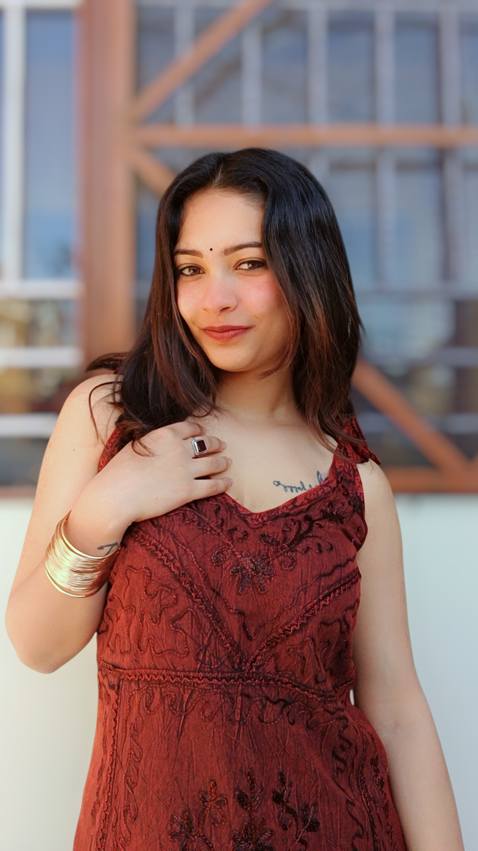 Handcrafted Lucknowi Muse in Rust