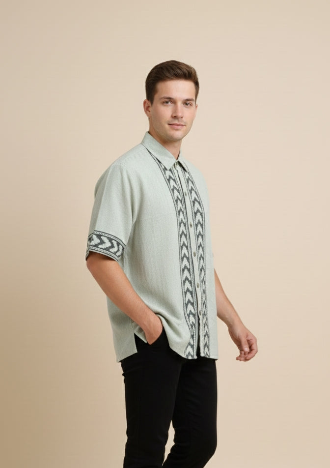 Mint Green Tribal Panel Shirt