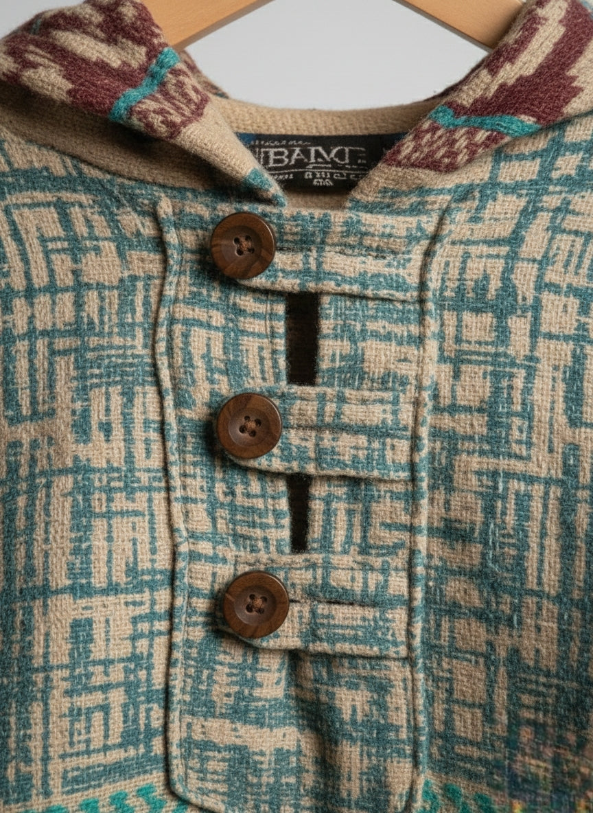 Unisex - Trippy Trails Handmade Hooded Poncho Jacket