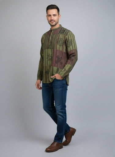 Indigo Patchwork Printed Kurta