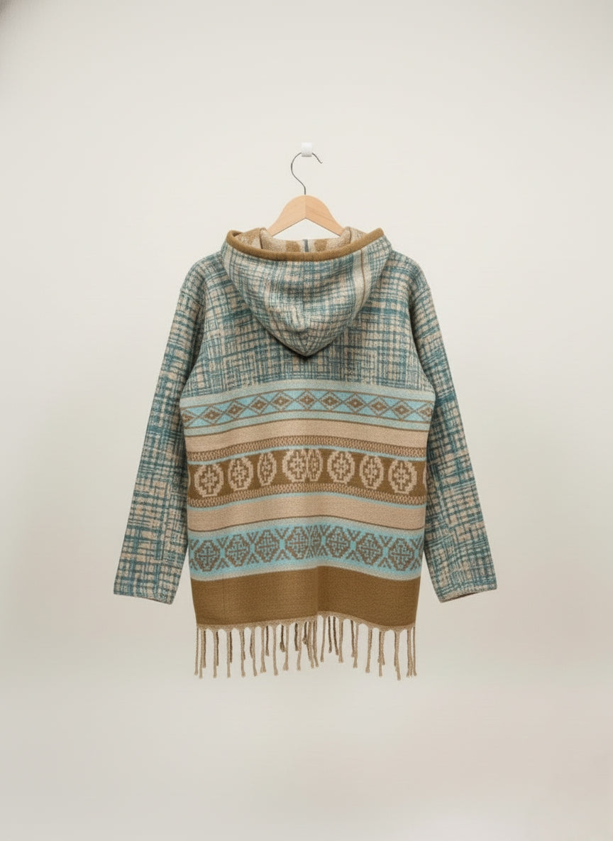 Unisex - Trippy Trails Handmade Hooded Poncho Jacket