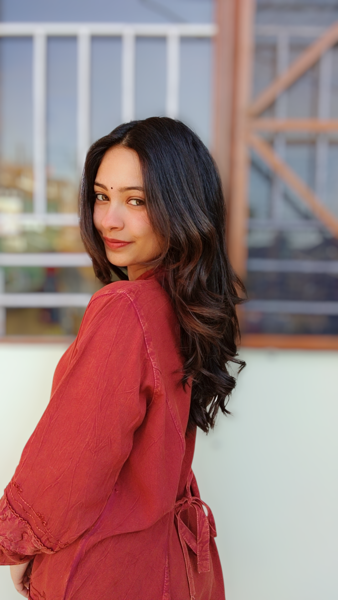 Artisan Terracotta Button-Down Short Kurti