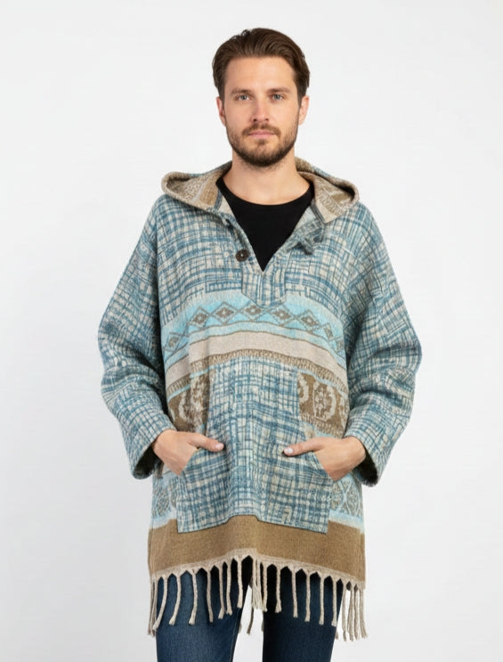 Unisex - Trippy Trails Handmade Hooded Poncho Jacket