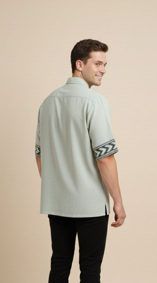 Mint Green Tribal Panel Shirt