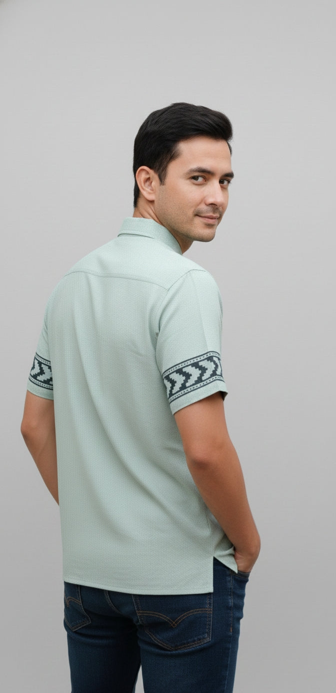 Mint Blue Tribal Panel Shirt