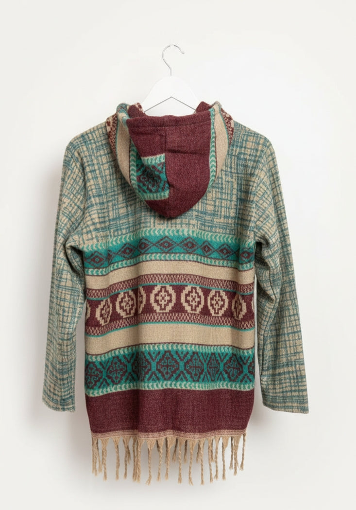 Unisex - Trippy Trails Handmade Hooded Poncho Jacket