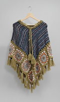Hand-Knit Multicolour Granny Square Poncho