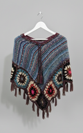 Hand-Knit Multicolour Granny Square Poncho