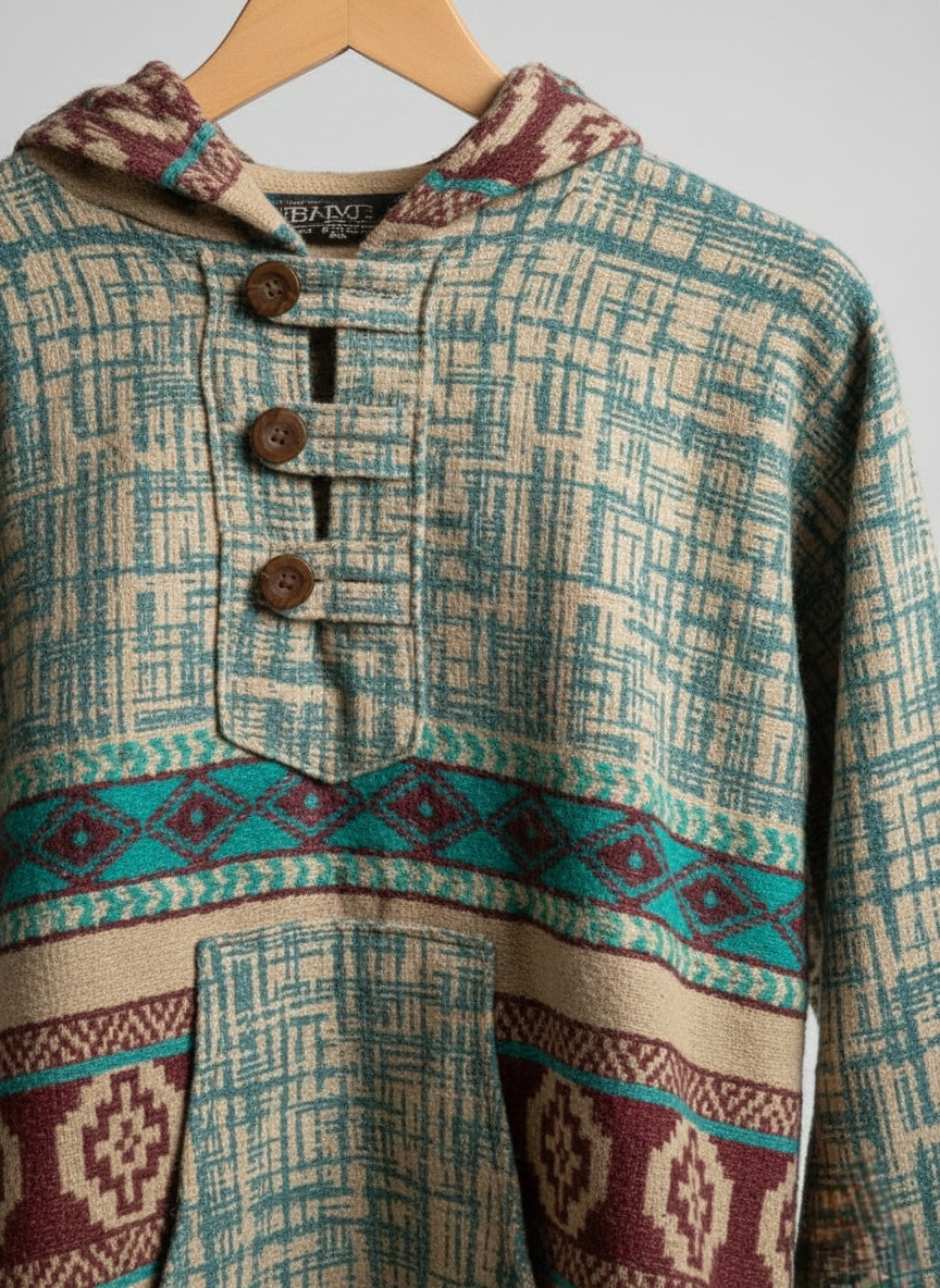 Unisex - Trippy Trails Handmade Hooded Poncho Jacket