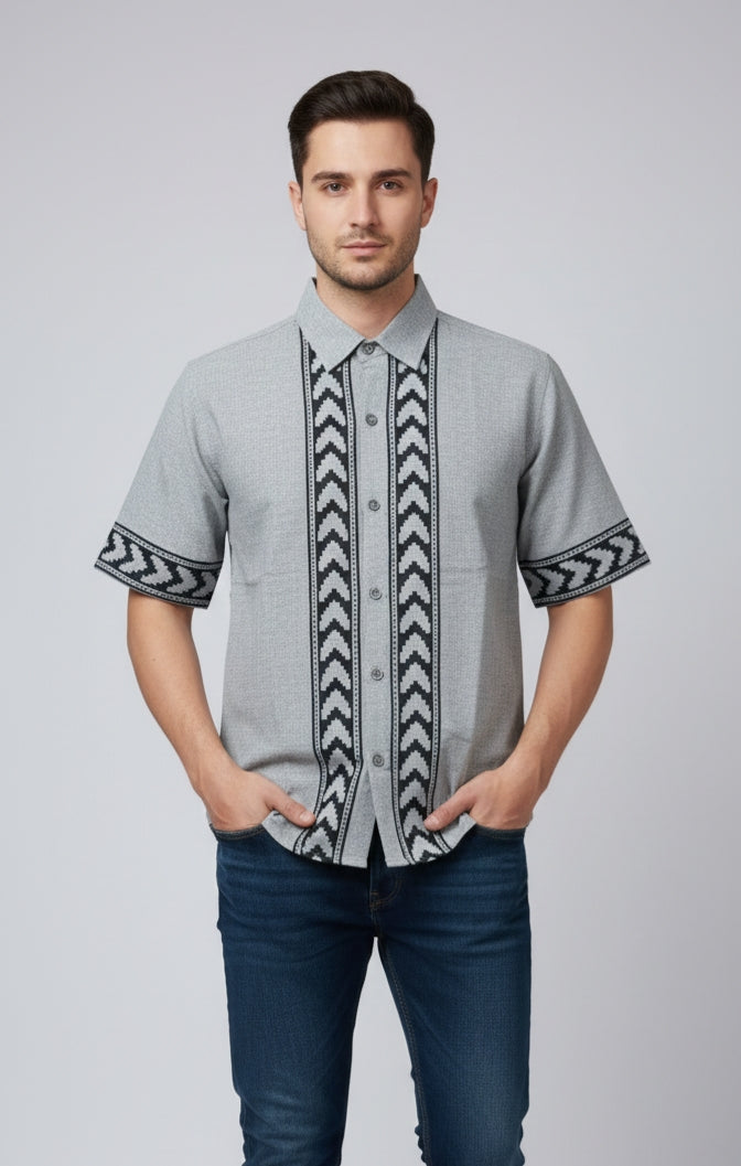 Ash Grey Tribal Panel Shirt