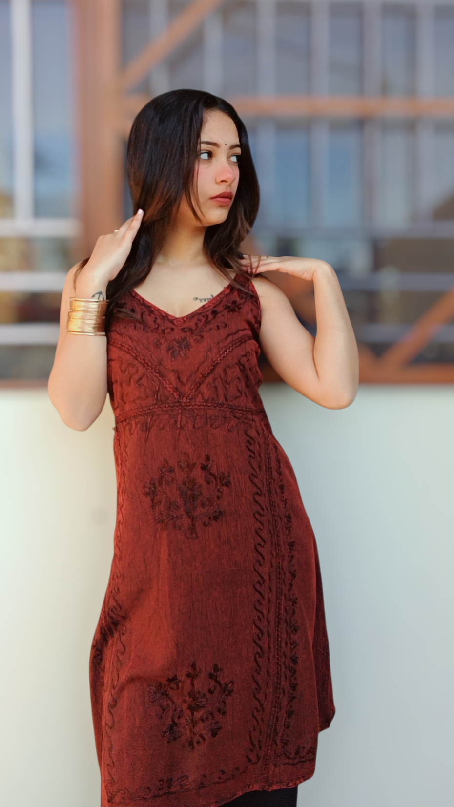 Handcrafted Lucknowi Muse in Rust