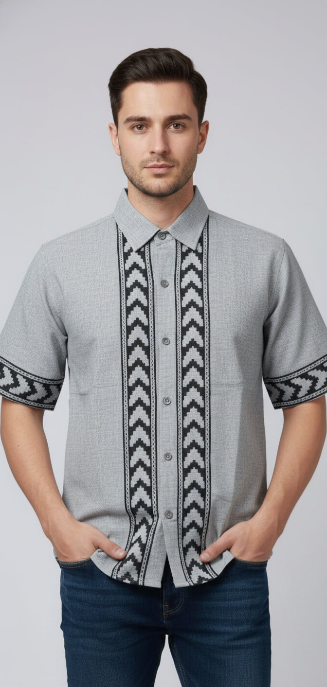 Ash Grey Tribal Panel Shirt