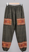 Unisex Hand-Woven Ethnic Harem Pants / Boho Tribal Pocket Trousers