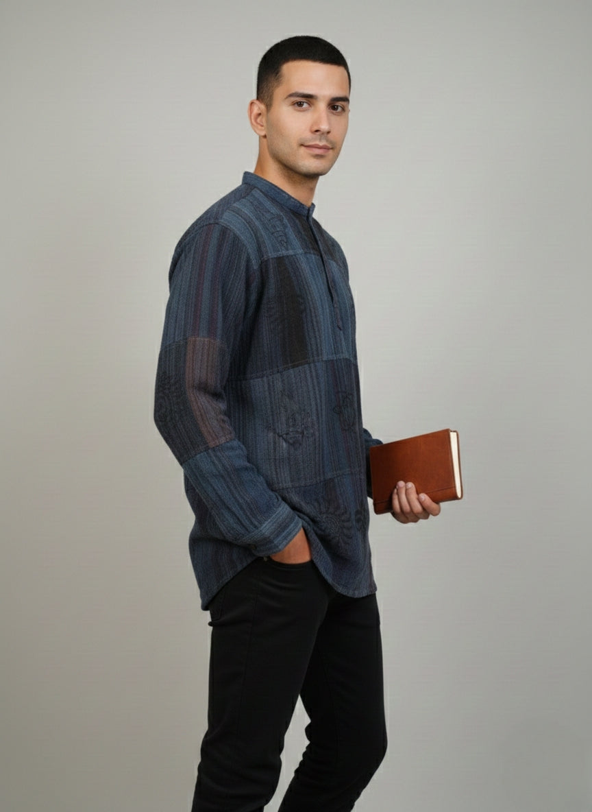 Indigo Patchwork Printed Kurta