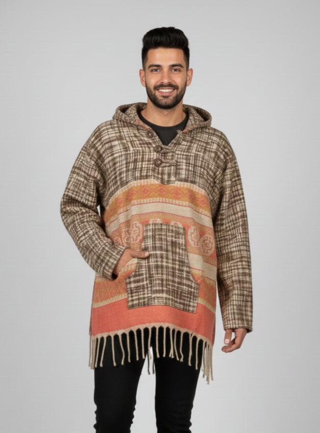 Unisex - Trippy Trails Handmade Hooded Poncho Jacket