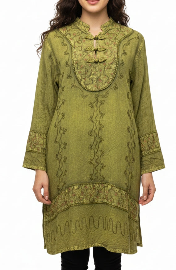 Forest Bloom Embroidered Kurti