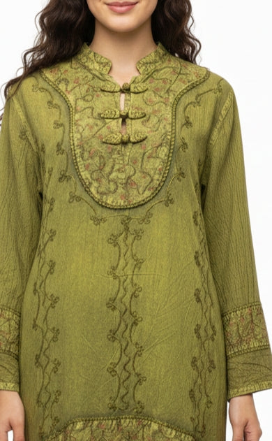 Forest Bloom Embroidered Kurti