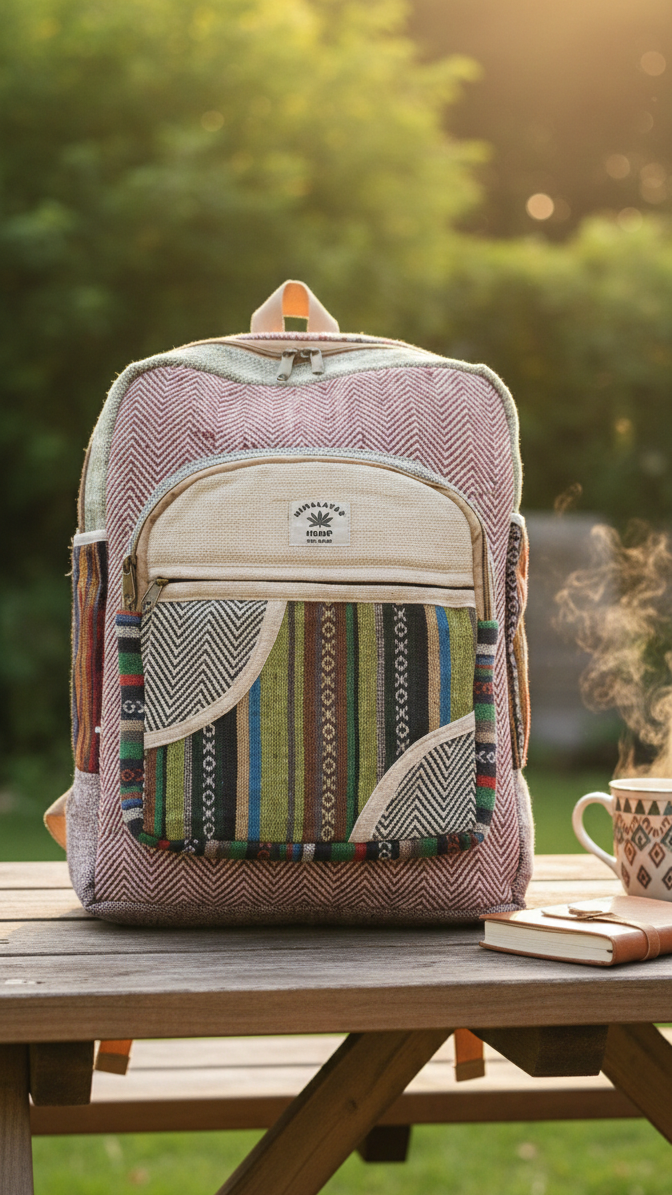 Handmade Tribal Weave Boho Backpack – Multi-Color Handcrafted Travel Pack