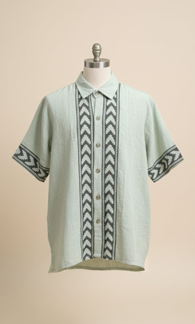 Mint Green Tribal Panel Shirt