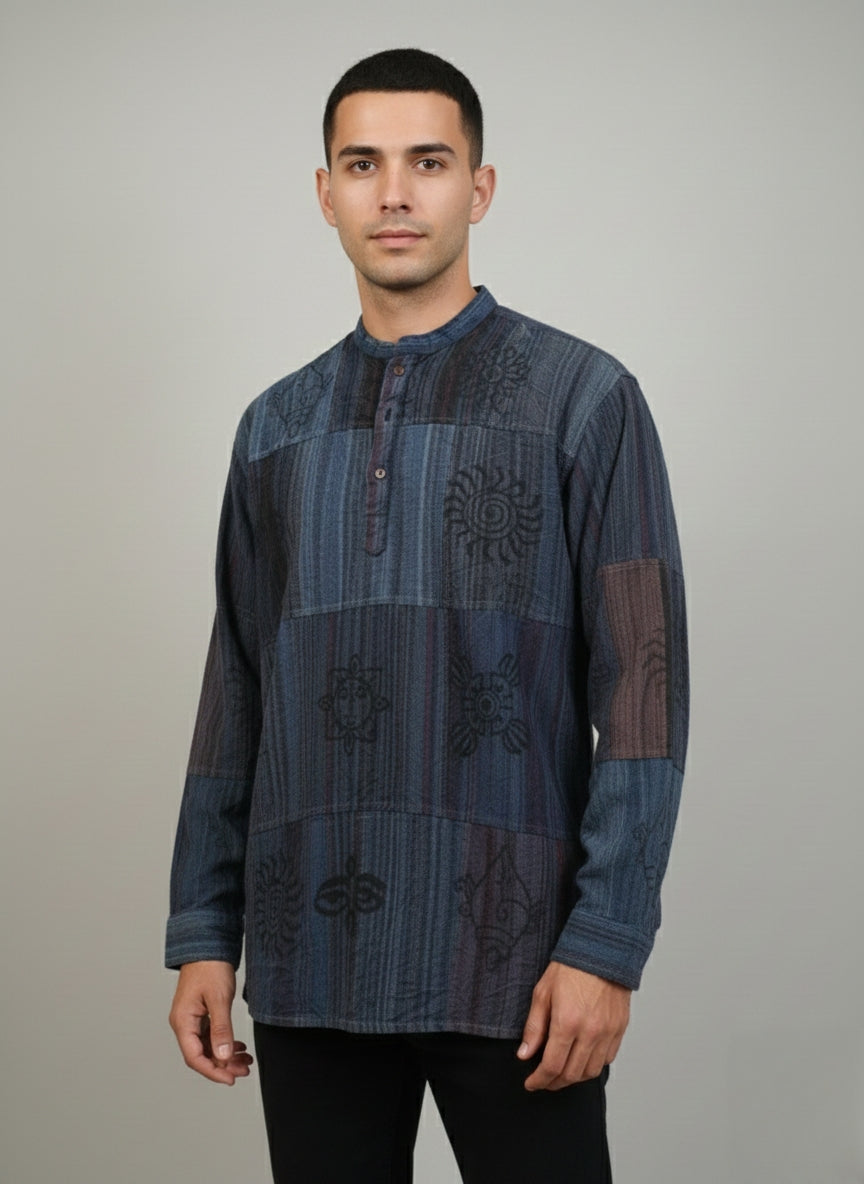 Indigo Patchwork Printed Kurta