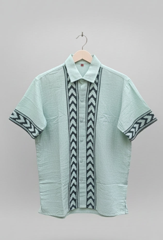 Mint Blue Tribal Panel Shirt