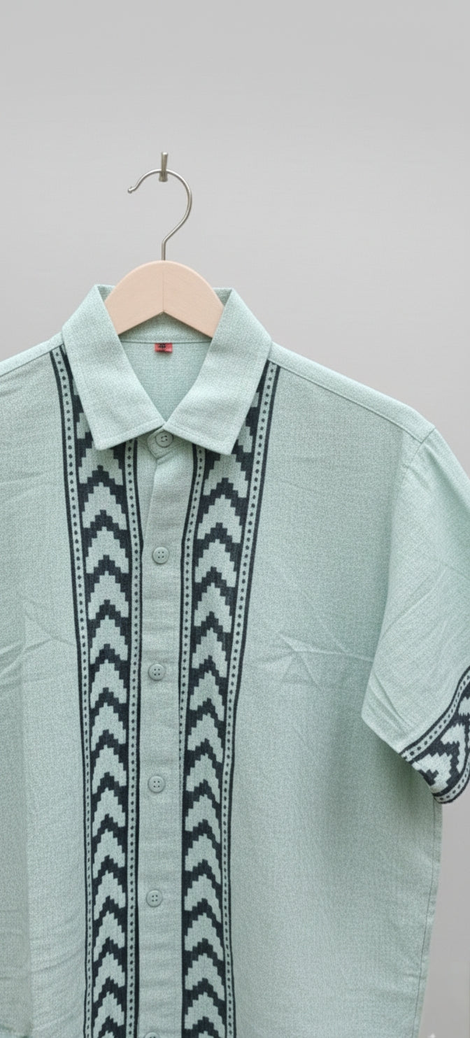 Mint Blue Tribal Panel Shirt