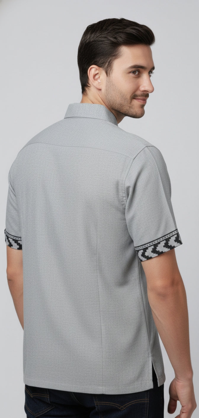 Ash Grey Tribal Panel Shirt