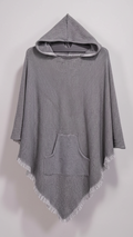 Unisex Soft grey Knitted Poncho Cape with Hood | Stylish Winter Layer for Everyday Wear