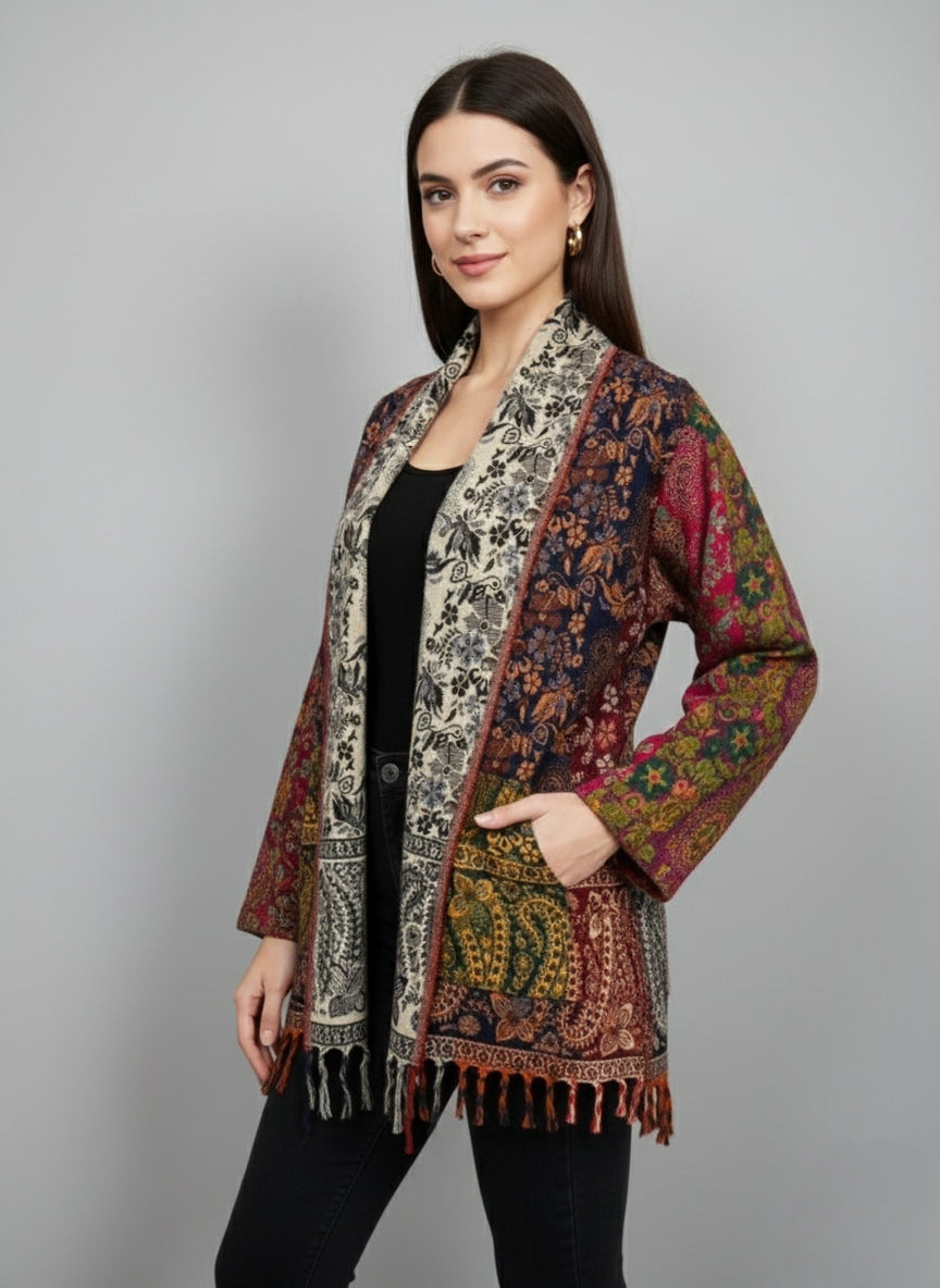 Unisex - Reversible Trippy Vibes Ethnic Fusion Kimono