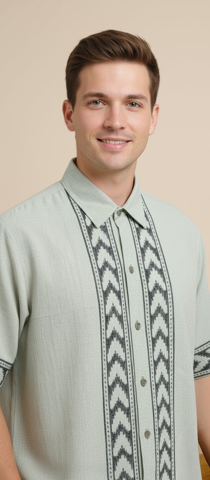 Mint Green Tribal Panel Shirt