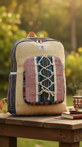 Handmade Tribal Weave Boho Backpack – Multi-Color Handcrafted Travel Pack
