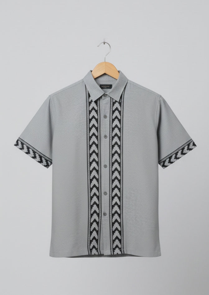 Ash Grey Tribal Panel Shirt
