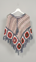 Hand-Knit Multicolour Granny Square Poncho