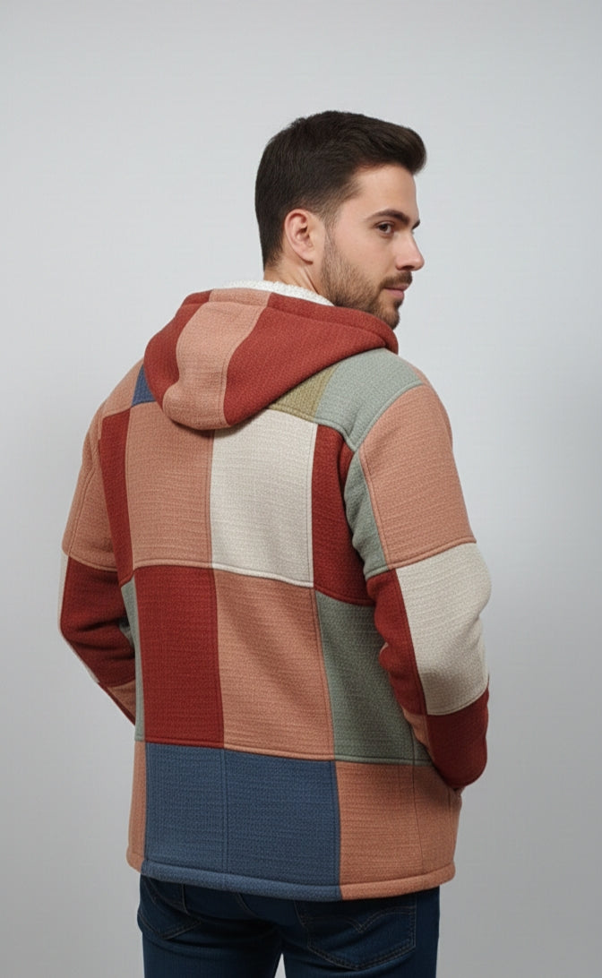 Unisex - EarthTone Patchwork Fleece Jacket ( patchwork can be similar but not same as shown in the picture)